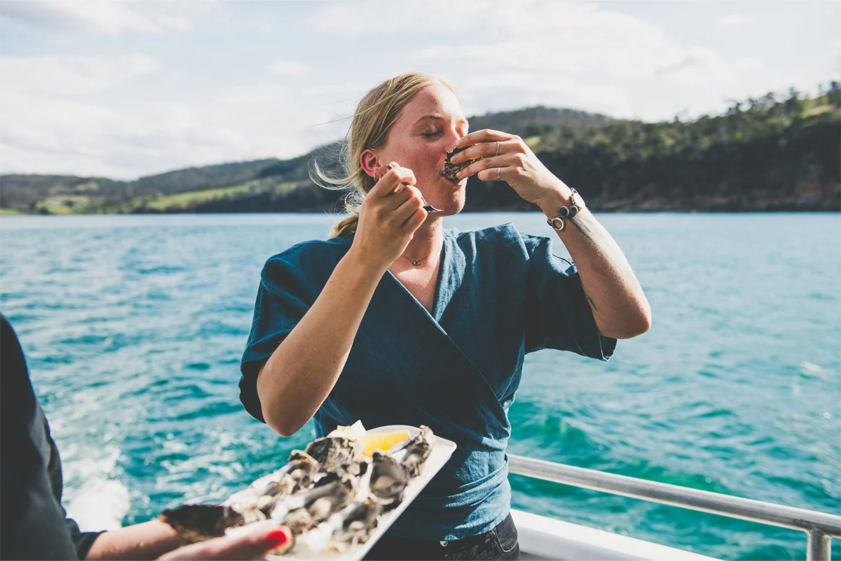 Freshly Shucked Oysters On A Catamaran